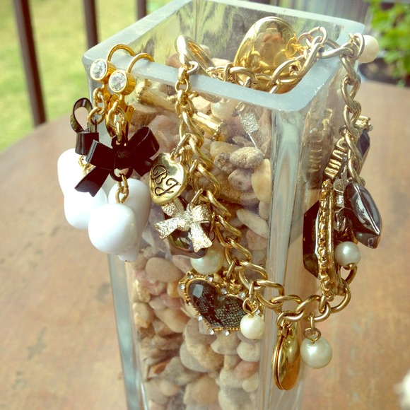 Betsy Johnson Charm Bracelet and Earrings with bag