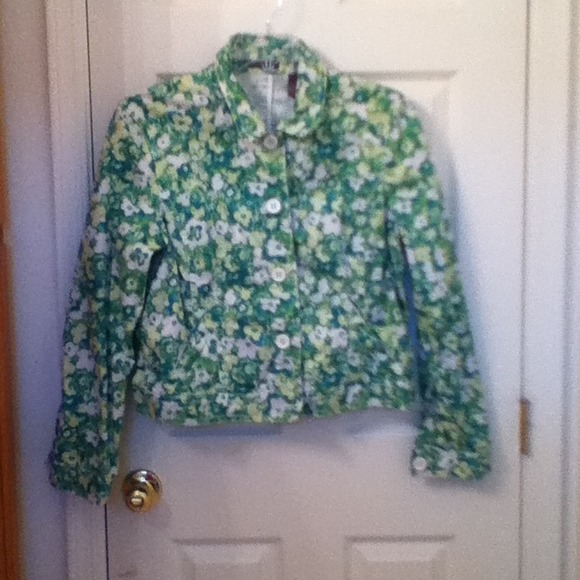 Liz Claiborne green floral jacket