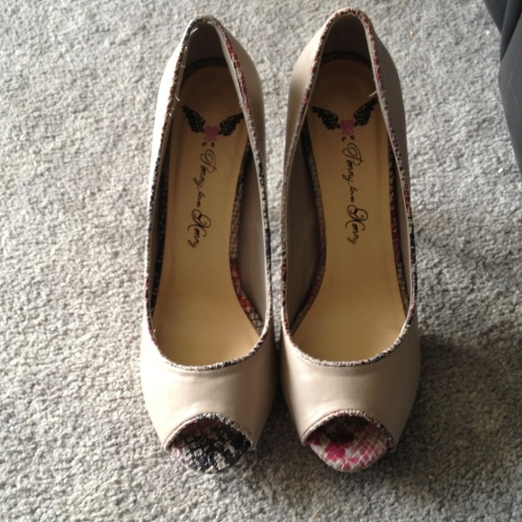 Nude and pink snakeskin heels