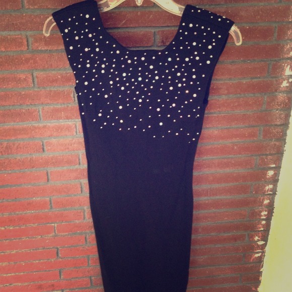 H&M Black Stretch Dress with Crystal Details