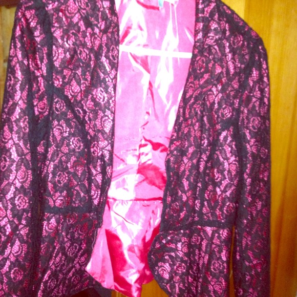 *Reduced!*Pink and black lace suit jacket size L