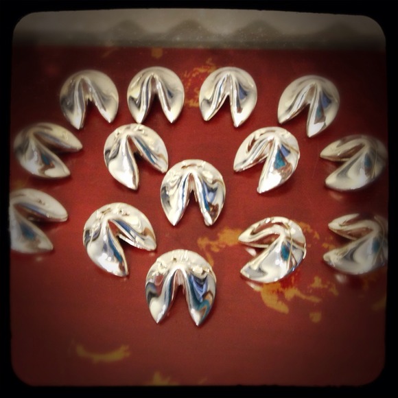 Fortune Cookie Place Holder silver metal 14pcs set