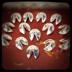 Fortune Cookie Place Holder silver metal 14pcs set