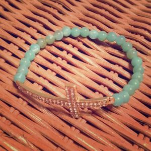 Turquoise beaded cross bracelet