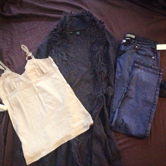 Shaggy long-sleeve purple sweater