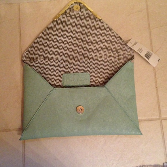 SOLD! Steve Madden Clutch.. Mint/Grey with Gold - Picture 4 of 4