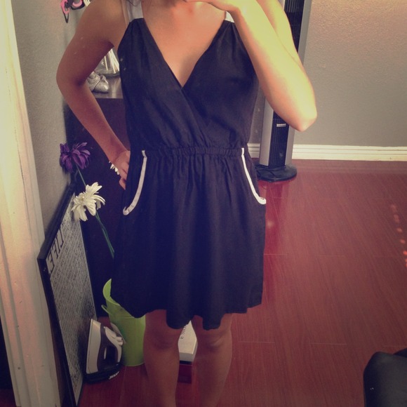 Black dress with front pockets