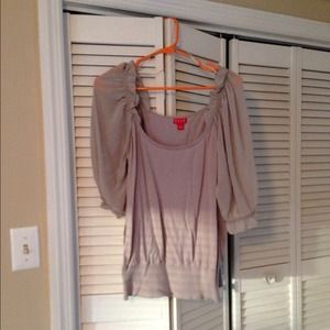 Sheer sleeve gray top
