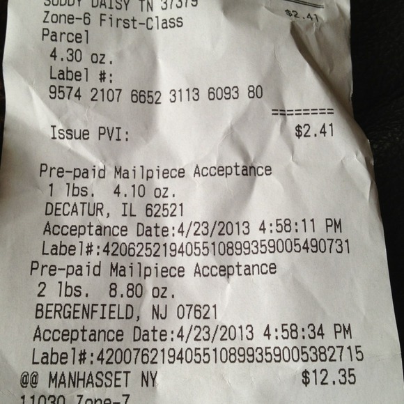 Your tracking receipt for posher