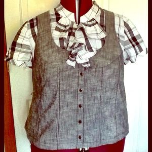 Lane Bryant gray and plaid top