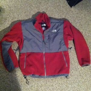 Red an gray north face fleece