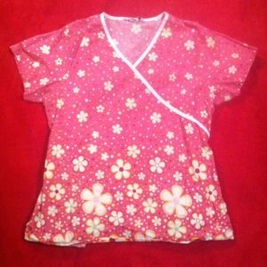 PINK FLOWER SCRUB TOP