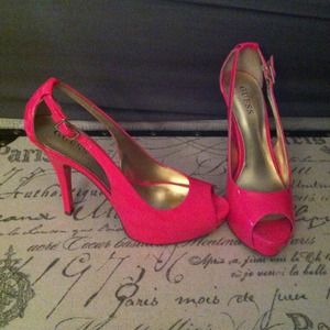 Neon pink guess heels