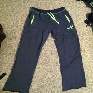 Gray with neon green Pink "boyfriend" sweatpants
