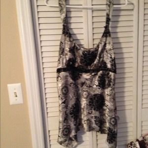 Black and gray flower camisole top