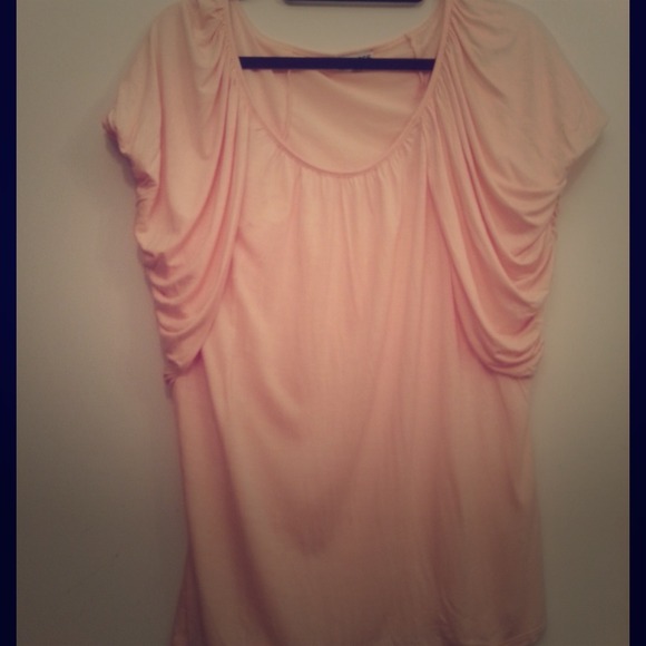 SOLD EXPRESS Peach pink ruched sleeve blouse S