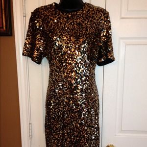 Black and gold sequin party dress size 12