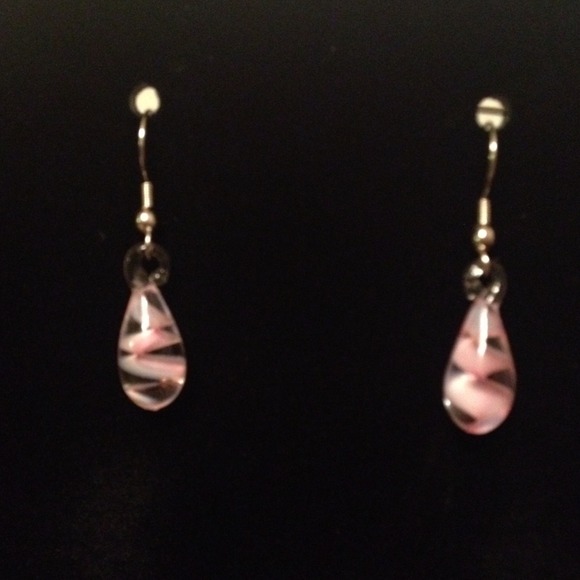 Clear and pink glass earrings