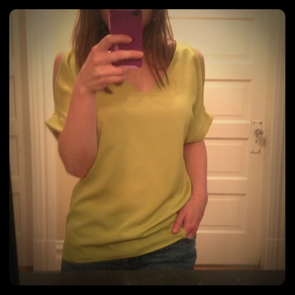 Nordstroms chartreuse tunic with shoulder cut outs