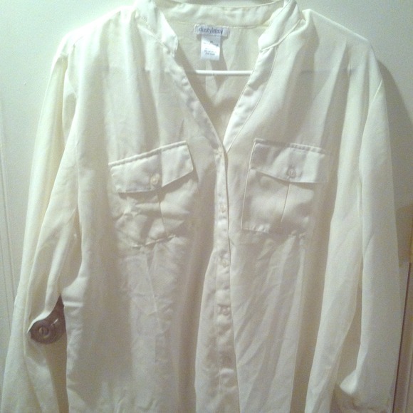 Ivory sheer button up blouse.