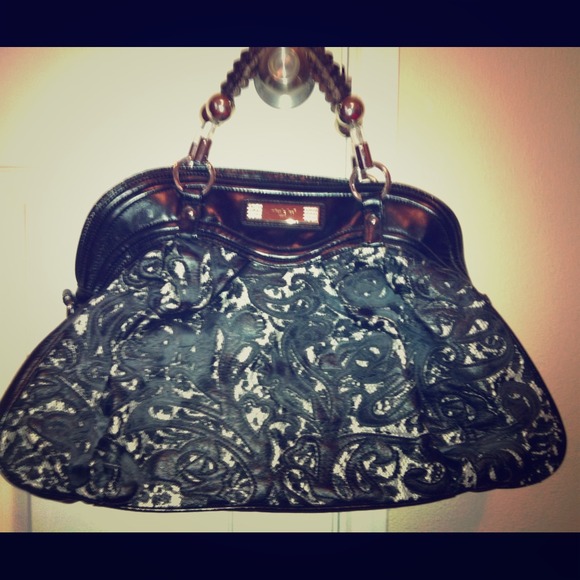 NWOT gorgeous Nicole Lee black lace tote