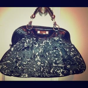 NWOT gorgeous Nicole Lee black lace tote