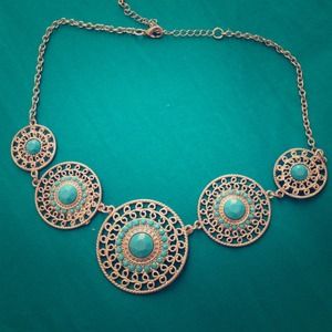 Turquoise Medallion Statement Necklace