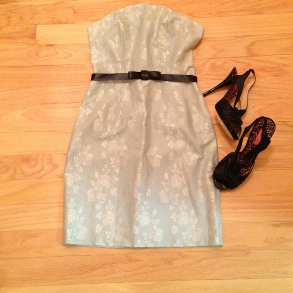 Nanette Lepore light grey & black strapless dress