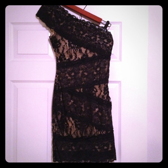 **SOLD**Beautiful black/nude lace dress
