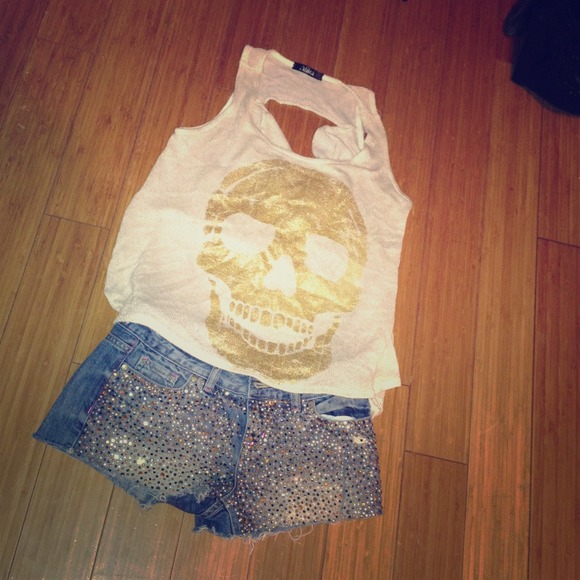 Cute backless skull tank top
