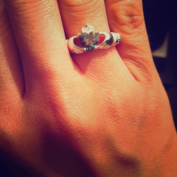 Claddagh Sterling Silver Ring with Beautiful stone