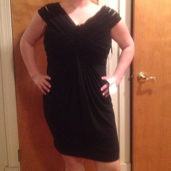 SOLD NWT Adrianna Papell black jersey dress sz 14