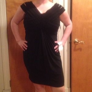 SOLD NWT Adrianna Papell black jersey dress sz 14