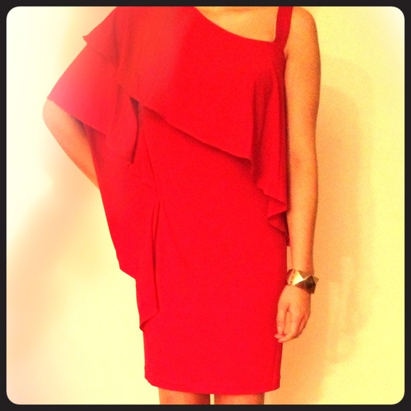Red One Shoulder Dress