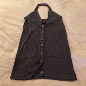 2B BEBE-sz.L-gray tunic halter top vest-NEVER WORN