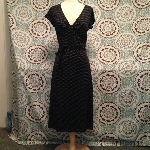Black polk dot Banana republic dress new with tag