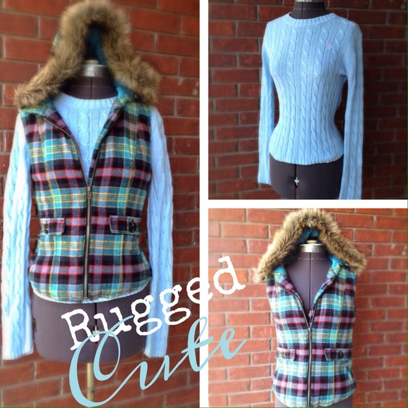 Hooded Plaid Flannel Vest