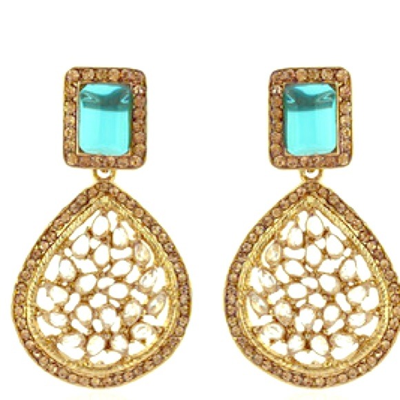 Beautiful green stone traditional earrings