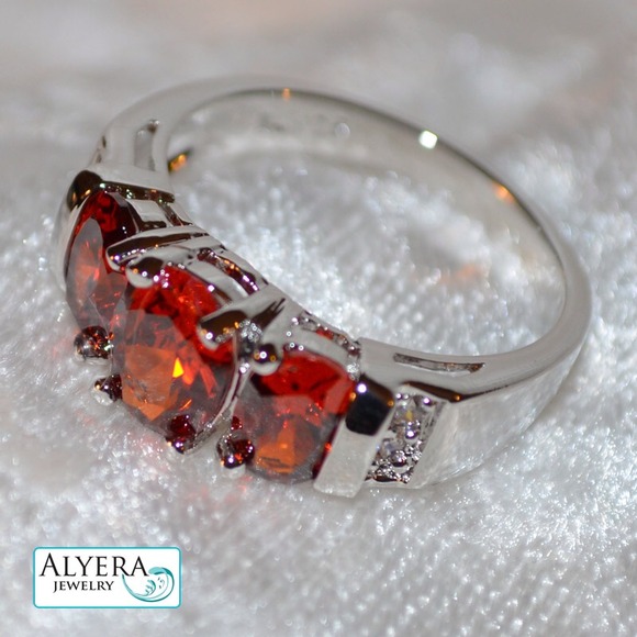 NEW!! Garnet (lab) w/CZ accents 14KT W Gold Filled