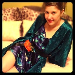 Perfect plum and teal gown & robe set