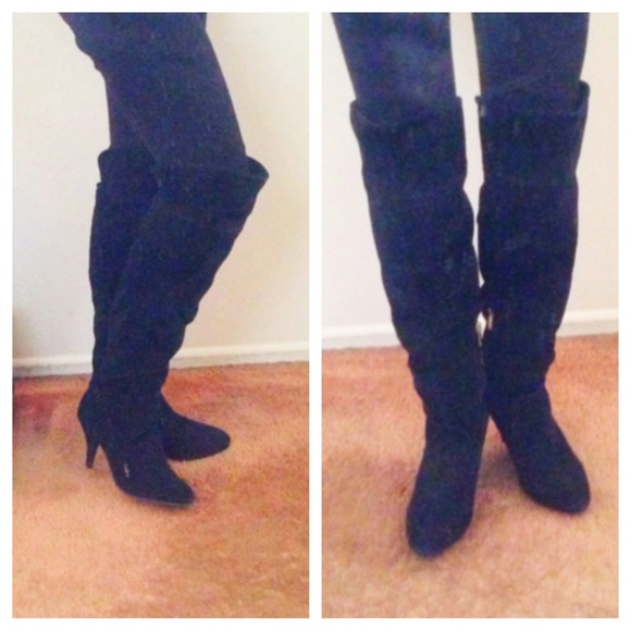 ❌TRADED❌ Black suede over-the-knee boots! 👢👢