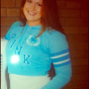 Baby blue PINK midriff long sleeve hoodie
