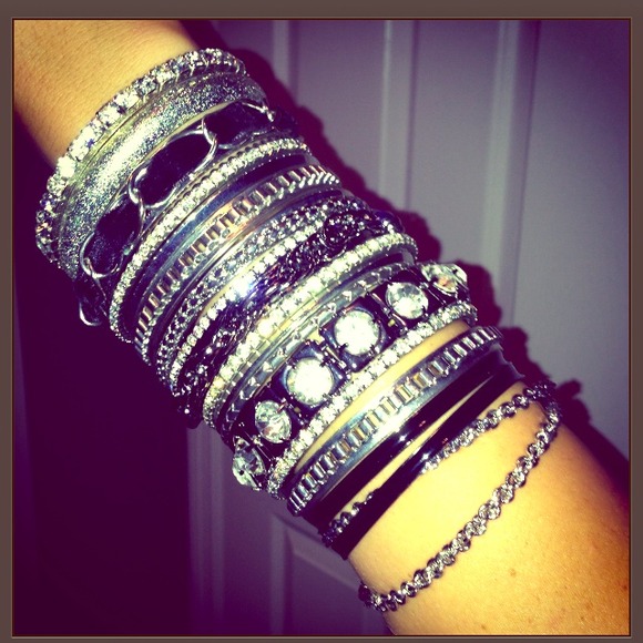 !Sold! Silver and black mixed bracelets