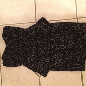 Silver an black peplum tube top dress