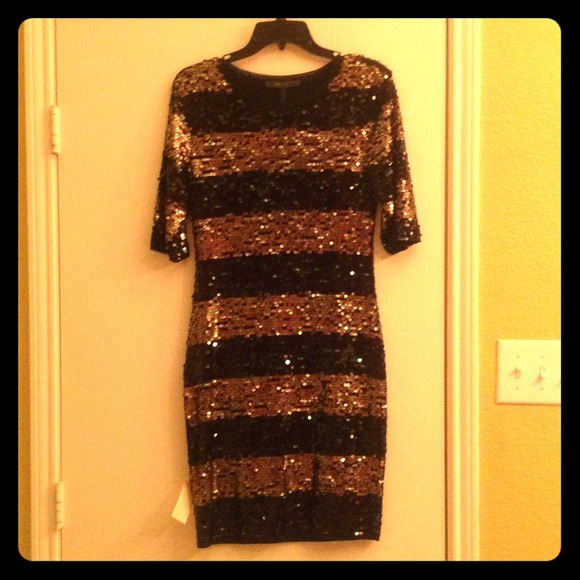 BCBG Black/Gold Cocktail Dress NEVER WORN