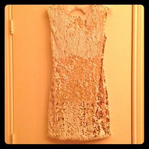 White/Gold Sequin Cocktail Dress NEVER WORN