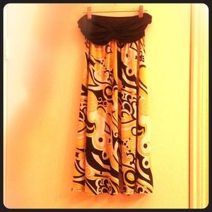 Black/White/Yellow Strapless Dress