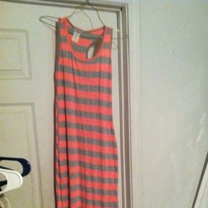 Pink and gray long dress