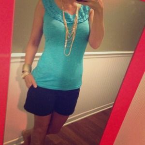 Bright Blue/aqua ruffle top