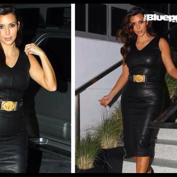 Black high waist leather skirt